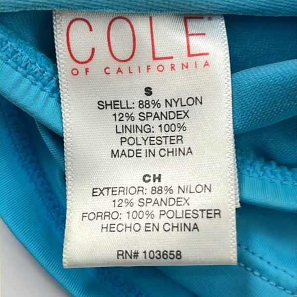 Cole of California Tankini Swim Top Mesh Removable Strap Pads Aqua Blue Size S - Picture 11 of 11